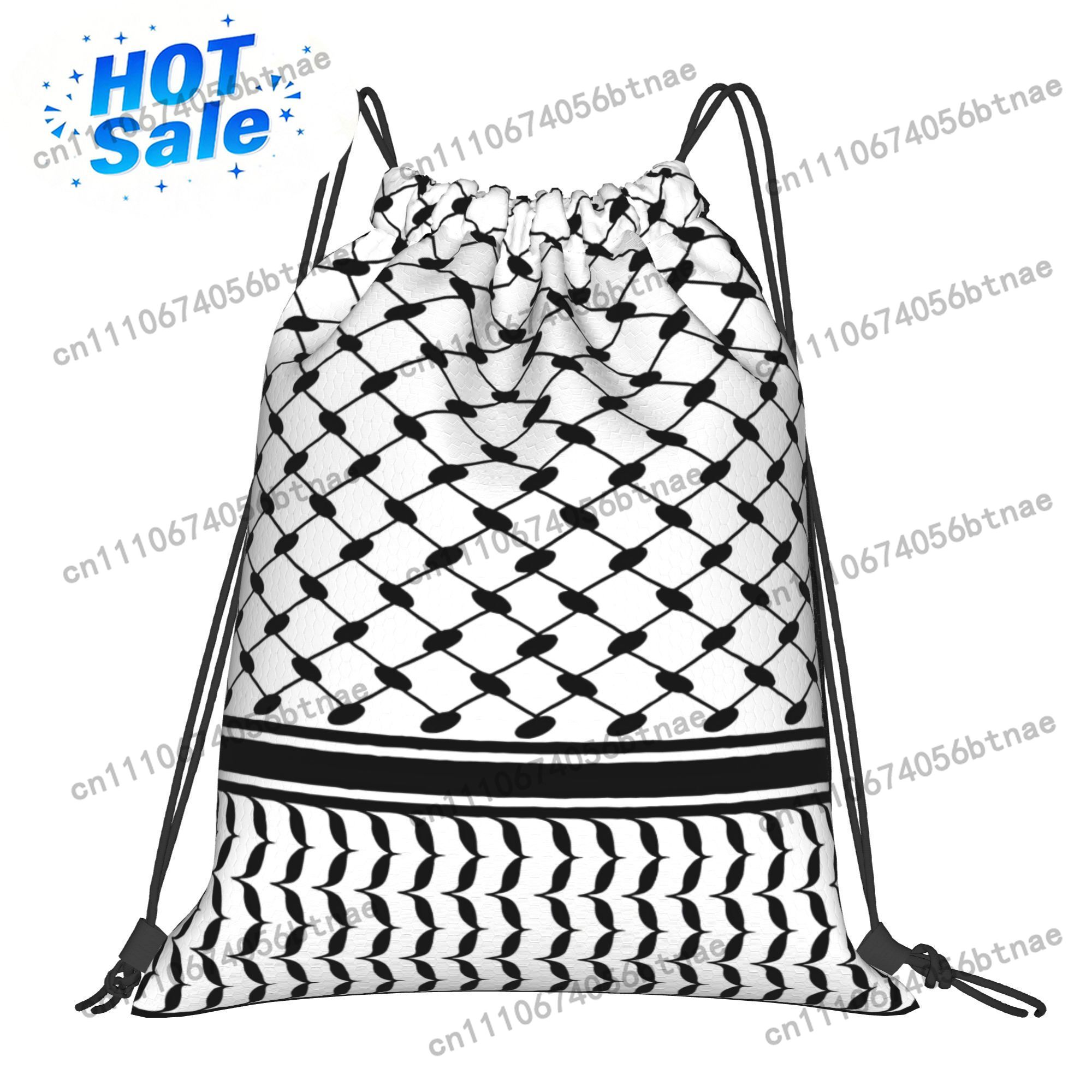 Drawstring Gym Bag - クフィヤ中東柄巾着バッグ軽量ジムアウトドアスポーツフィットネス日常使用旅行ギフトアイデア