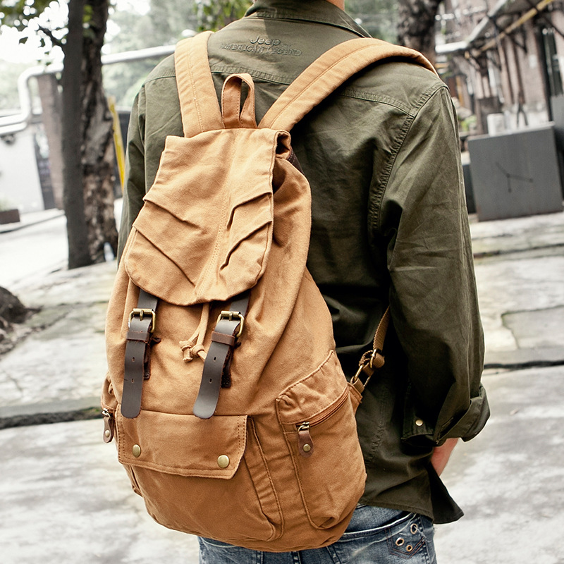 Canvas Backpack Casual - 大容量キャンバスバックパック通気性軽量吸汗性トラベルバッグカジュアルスタイルレジャーウィンドブックバッグトートバッグ
