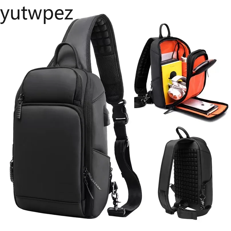 Hiking Backpack Waterproof - アウトドアハイキングスポーツチェストバッグパック、クロスボディUSB充電、ランニング用メンズショルダースポーツメッセンジャー、防水ショートトリップバックパック
