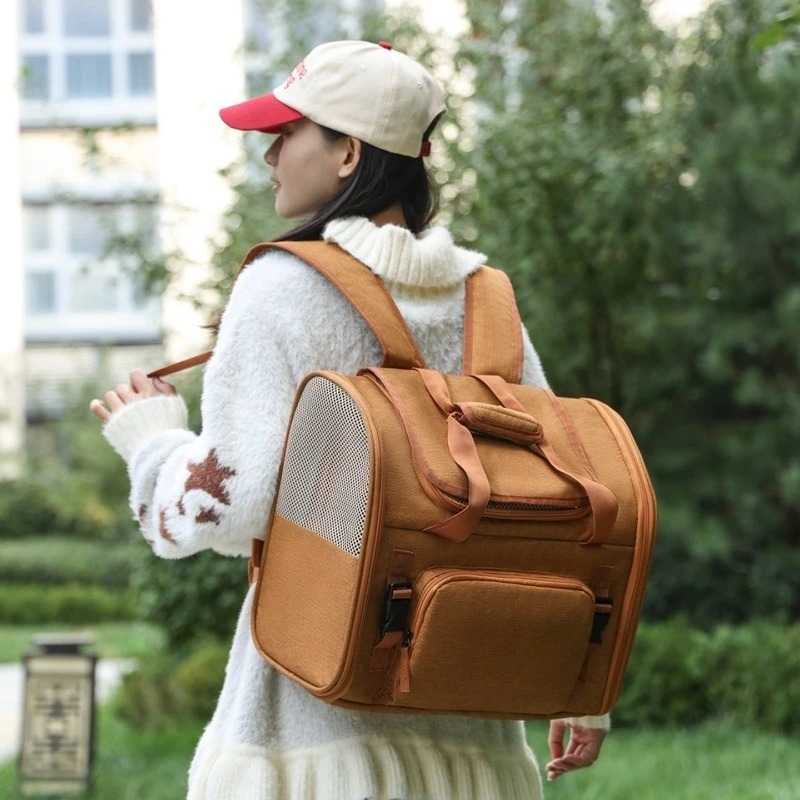 Foldable Backpack Small - 拡張可能で折りたたみ可能な大容量ペット用バックパック、猫や小型犬用の携帯用トラベルキャリア、車内での使用に適したアウトドアペット用品