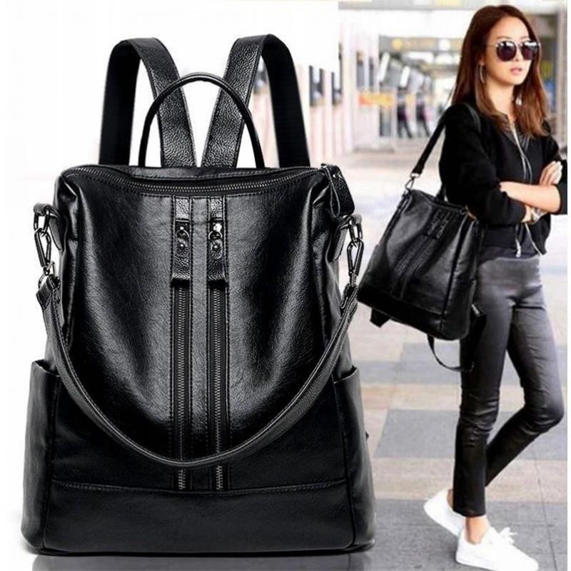 Mini Backpack Purse - 女性ソフトレザーバックパックスクールブラックカジュアル多機能カレッジバッグ大容量ショルダーバッグトラベルトートバックパック