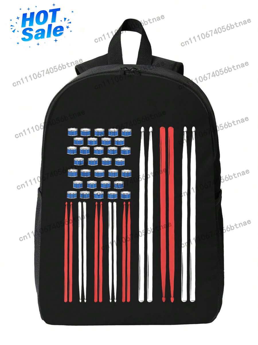 School Backpack Teen - ドラムスティック US アメリカ国旗 3 ユニセックス ティーン