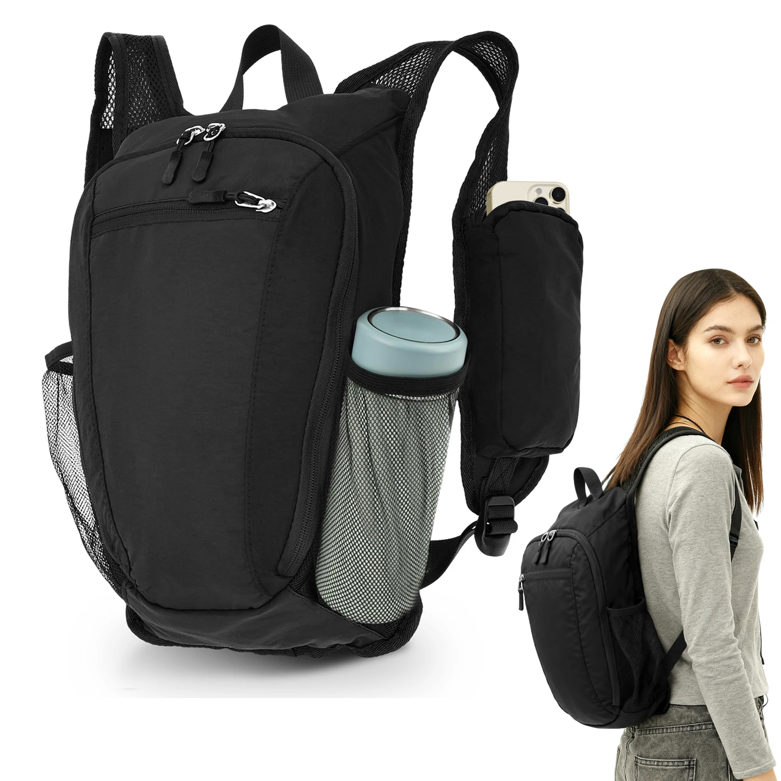 10L 小型ハイキングバックパック旅行デュアルショルダースト - Foldable Backpack Small のレビューと価格