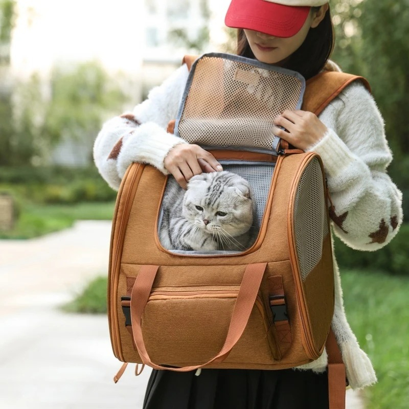 拡張可能で折りたたみ可能な大容量ペット用バックパック、猫や小 - Foldable Backpack Small のレビューと価格